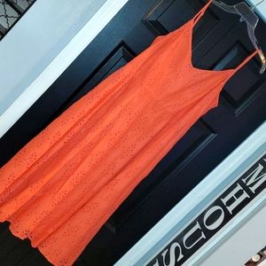 Coral eyelet dress